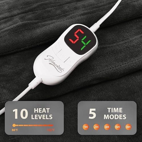 Homemate Heated Blanket Electric Throw - 50"x60" Heating Blanket Throw 1/2/4/6/8 Hours Auto-Off 10 Heat Level Over-Heat Protection Flannel Sherpa ETL Certification thumbnail 4