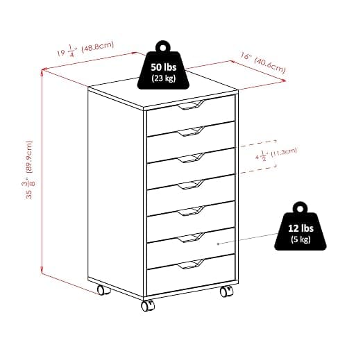 Winsome Halifax 7-Drawer Composite Wood Cabinet, White (10792) - 7 Drawers - White thumbnail 3