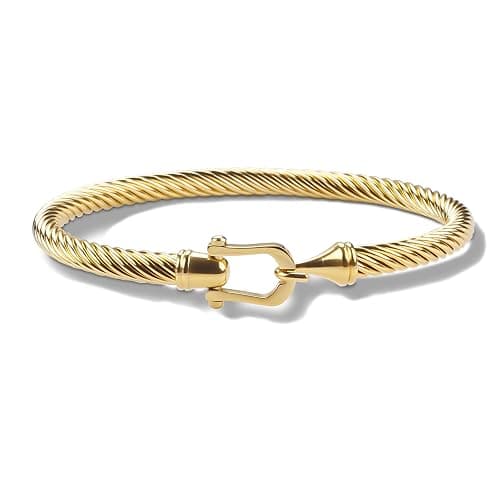 HX SHARE Twisted Cable Bracelet Stylish Fine Stainless Steel Cable Cuff Bracelet with Hook Clasp Bracelets Jewelry for Women - Image 1