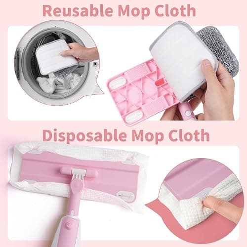 Lullulii Kids Spray Mop,Toddler Mop Cleaning Set, Real Working Mini Mop & Kids Broom Dustpan Set, Housekeeping Pretend Play Toy, Montessori Kid Cleaning Toy Set Includes Organizer Clip -Pink thumbnail 2