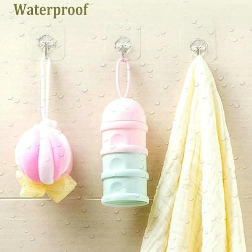 Jwxstore 24 Pack Heavy Duty Self Adhesive Hooks - 33lb Max, Transparent, Waterproof, Sticky Wall Hooks for Keys, Bathroom, Shower, Outdoor, Kitchen, Door, Home Improvement, Utility thumbnail 4