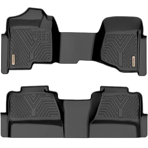 YITAMOTOR Floor Mats Fit for 2007-2013 Chevrolet Silverado/GMC Sierra 1500&2007-2014 Silverado/Sierra 2500 HD/3500 HD Crew Cab, TPE All Weather Floor Liners, 1st & 2nd Row Mats Set Accessories, Black - Image 1