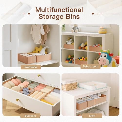 Criusia Drawer Organizer Clothes, 10 Pack Dresser Organizer for Baby Clothes, Underwear, Sock- Foldable Closet Organization and Storage Dividers Bins for Nursery, Bedroom (Brown) thumbnail 6