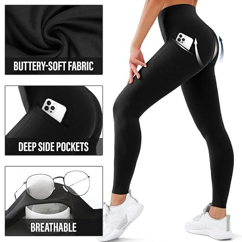 SUNCLOVE 3 Pack Leggings with Pockets for Women High Waisted Tummy Control Soft Yoga Pants Womens Workout Gym Leggings thumbnail 5