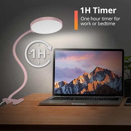 iFalarila Reading Light with Remote, LED Desk Lamp Clip on [1H Timer & Nightlight] RA>95 Dimmable Flexible Gooseneck, Reading Lamp with Clamp for Table - 3.5'' (Adapter Included) thumbnail 5