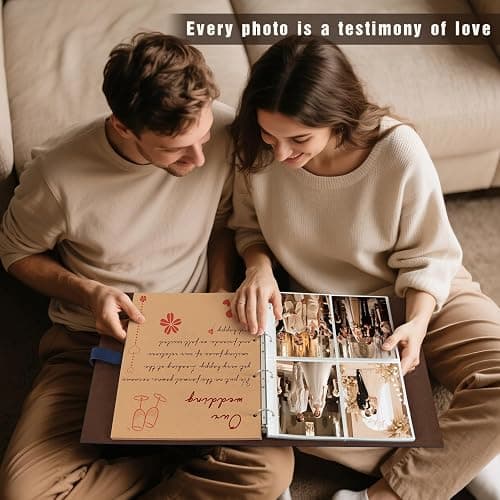 Miaikoe Photo Album 6x4 320 Photos, Leather Cover Album with 20PCS Kraft Writing Paper Scrapbook Holds 320 10x15cm Vertical Photos for Family Wedding Baby Graduation (Beige) thumbnail 5