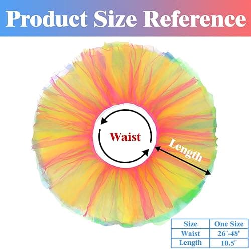 Tutus for Women 5 Layered Adult Tutu Skirts for Women Halloween Tutu for Womens 80s Costume Womens Fully Skirt Tulle Skirt - One Size - Rainbow thumbnail 6