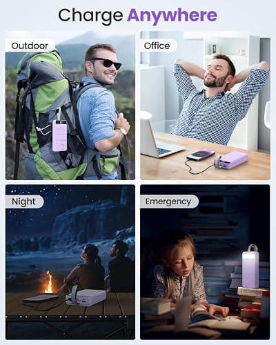 DAOLOT Power Bank Fast Charging 50000mAh - 22.5W Portable Charger USB C Quick Charge with 4 Outputs & 3 Inputs LED Display Huge Capacity External Battery Pack for iPhone, Samsung, iPad etc Purple thumbnail 7