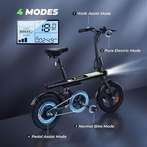 isinwheel Electric Bike for Adult 500W Motor, 20MPH Folding Ebike, 14"/16" Adult Electric Bicycles with Smart Uphill, 280.8Wh/374.4Wh Battery, Mini E Bikes for Adults and Teens thumbnail 5