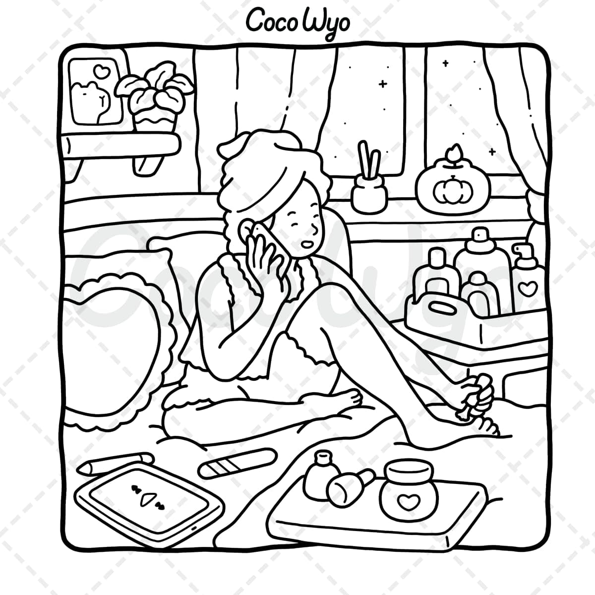 Girl Moments: Vol. 2 Coloring Book for Adults and Teens Featuring Cute Cozy Daily Activities for Relaxation thumbnail 6