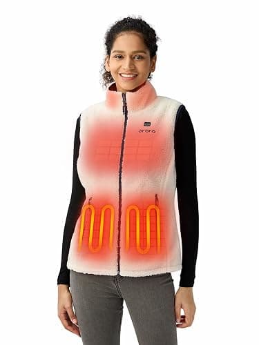 ORORO Women's Heated Recycled Fleece Vest with USB-C Rechargeable Battery - Image 1