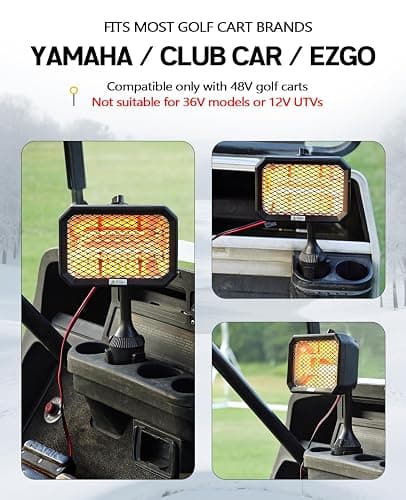 Xislet Golf Cart Electric Heater [2-Second Quick Heat] 400W Quiet & Safe Carbon Fiber Golf Cart Heater, Easy to Install Battery Powered Heater, Stable Fit 48V Club Car/Yamaha/EZGO thumbnail 4