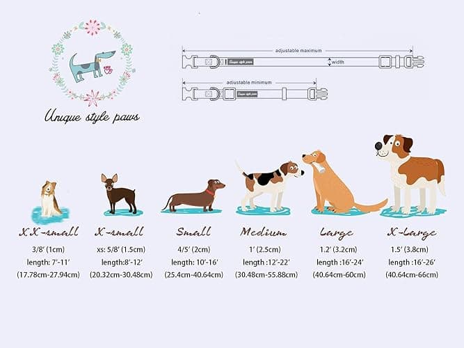 Unique Style Paws Blue Stripe Dog Collar Metal Buckle Gift Cute Collar for Small, Medium, Large Dogs thumbnail 6