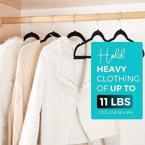 HOUSE DAY Premium Velvet Hangers 50 Pack Black, Non-Slip Flocked Felt Hangers, Sturdy Clothes Hangers with 360° Rotatable Hook, Heavy Duty Coat Hanger, Durable Slim Hanger for Closet Space Saving thumbnail 2