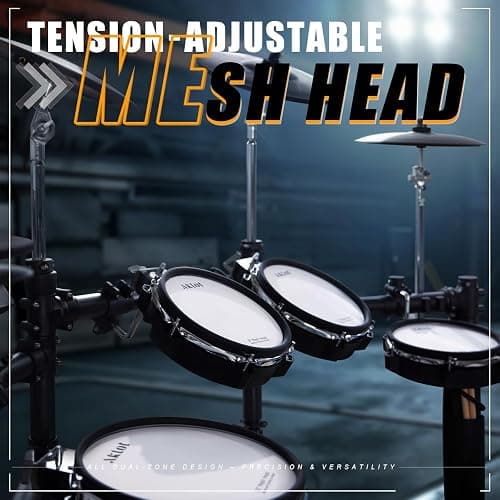 AKLOT Expanded-Size Electric Drum Set: 12'' Two-Piece Standalone Hi-Hat, Independent Kick Drum and 10'' Dual-Zone Snare, 12'' Triple-Zone Ride Cymbal, All Mesh Heads, 460 Sounds, USB MIDI (B-CORE541) thumbnail 5