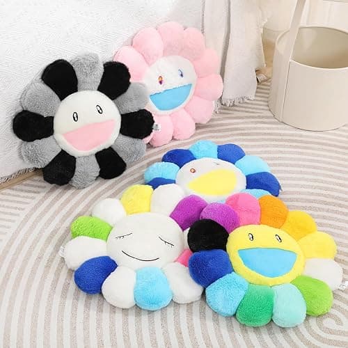 FIONOUT Flower Pillow, Flower Shaped Throw Pillow, Flower Face Floor Cushions Floor Pillow, Colorful Sunflower Plush Pillow, Cute Room Decor Decorative Pillows for Sofa Bedroom Car (40cm/15.7in) thumbnail 6