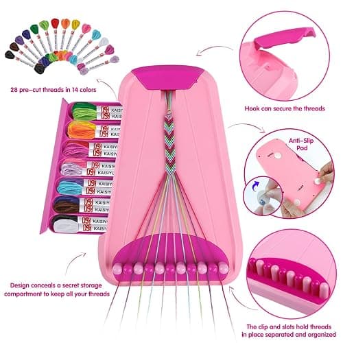 Friendship Bracelet Making Kit for Girls Ages 8-12, Kids Jewelry Making Kit with 28 Pre-Cut Threads and Letter Beads, Arts and Crafts for Kids, Birthday Easter Gifts for 6 7 8 9 10 11 12 Year Old thumbnail 2