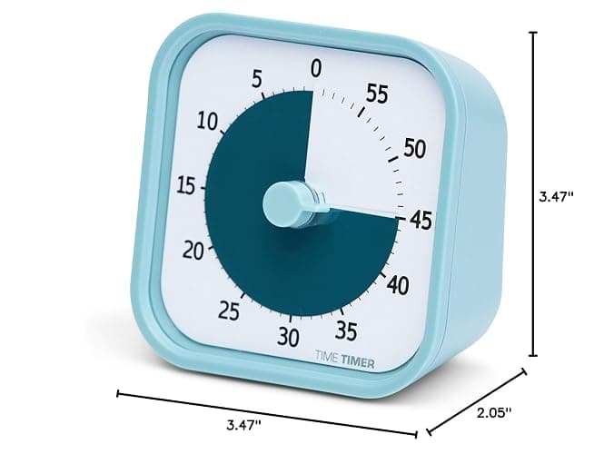 TIME TIMER Home MOD - 60 Minute Kids Visual Timer Home Edition - for Homeschool Supplies Study Tool, Timer for Kids Desk, Office Desk and Meetings with Silent Operation (Lake Day Blue) thumbnail 3