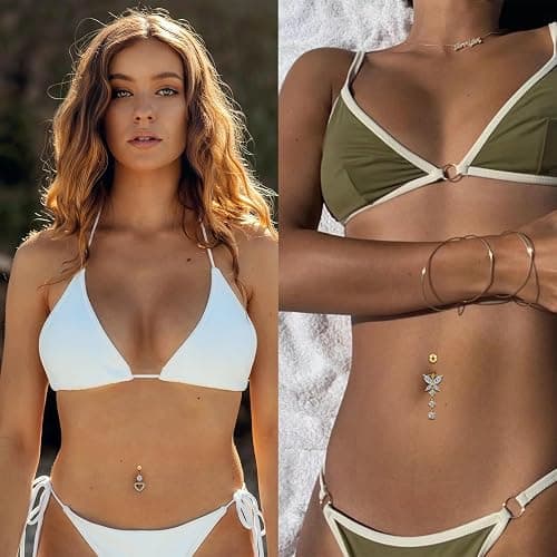 Beautidots 9PCS Belly Button Ring Dangle Stainless Steel Belly Rings 14G 1.6MM Belly Piercing Cute Navel Ring Piercing Jewelry Belly Ring for Women thumbnail 6