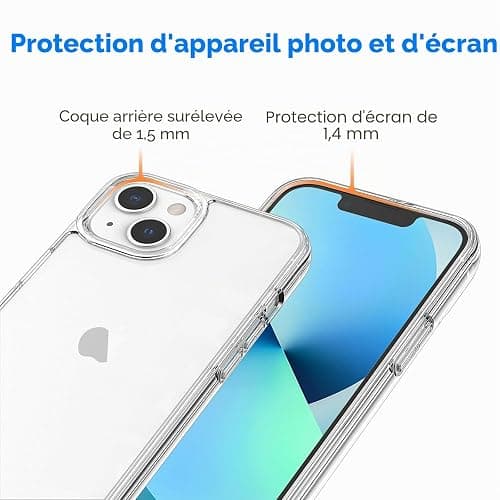 JETech Coque pour iPhone 13, HD Clair | Anti-Jaunissement, Antichoc, Dos PC Rigide Résistant aux Rayures, Étui Housse Bumper en TPU Transparent Durable thumbnail 5