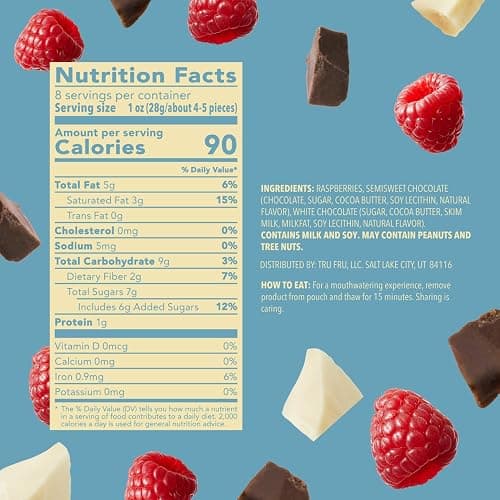 Tru Fru Nature's Raspberries Frozen Fresh In White & Dark Chocolate, 8 Ounce Bag thumbnail 3
