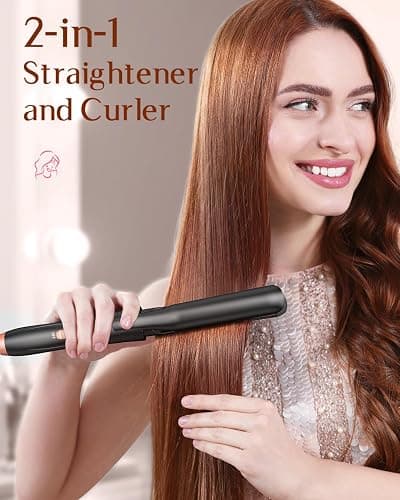 5 in 1 Wand Curling Iron-Kinked Curling Wand Set with Flat Iron Hair Straightener, 3 Barrels Hair Crimper, 3 Ceramic Curling Irons (0.35"-1.25"), 2 Temps Fast Heat Hair Waver Curler with Glove & Clip thumbnail 5