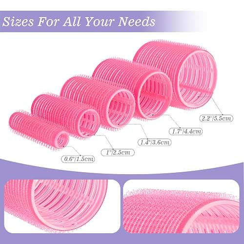 5 Size Hair Rollers, 72Pcs Roller Set, Hair Curlers for Blowout Look Long, Short Hair, Jumbo Large Big Small 30 Hair Rollers, 40 Roller Clips, Tail Comb, Storage Bag thumbnail 3