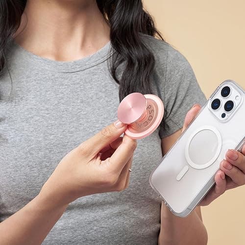 PopSockets PopGrip for MagSafe, Magnetic Phone Grip & Stand, Swappable Top, Secure Grip for iPhone MagSafe Cases, Kickstand for Hands-Free Viewing, Wireless Charging Compatible - Dusty Rose - MagSafe - Dsuty Rose thumbnail 4