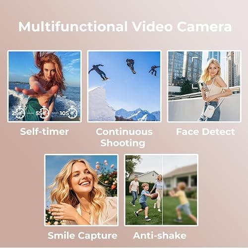 Camcorder Video Camera 2.7K 48MP, Vlogging Camera for YouTube with Fill Light — 3" 270° 18X Digital Zoom Flip Screen Webcam Anti-Shake, Digital Camera with 32GB Card for Beginners Kids Teens Gifts thumbnail 6