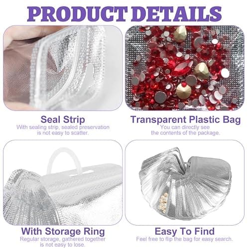 200 PCS Diamond Painting Beads Storage Bags – Reusable Small Ziplock Lock Pouches for Diamond Art Storage, Diamond Painting Beads Storage, Craft Supplies Storage Accessories, Gem Organizer thumbnail 3
