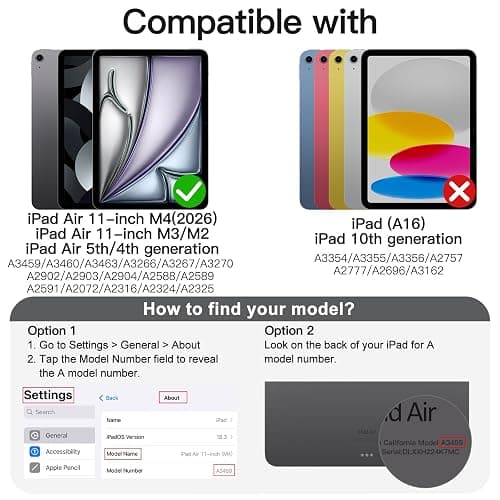 JETech Rotating Case ONLY for iPad Air 11-Inch M4/M3/M2 (2026/2025/2024), iPad Air 5/4 (2022/2020 5th/4th Generation 10.9-Inch), 360 Degree Rotation Protective Stand Cover Clear Back (Sky Blue) thumbnail 2