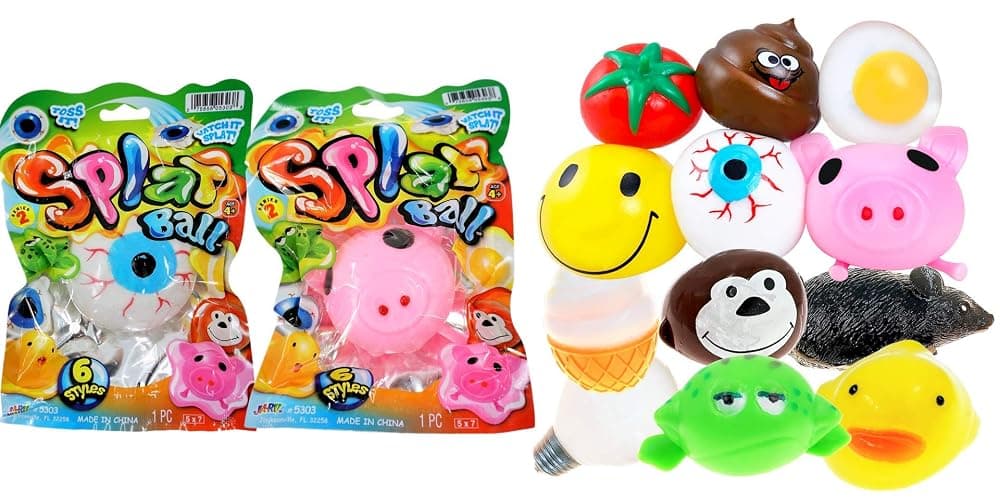 JA-RU Splat Ball Squishy Fidget Balls (2 Balls Assorted) Squishy Egg & Poop Funny Fidget Toys for Kids & Adults. Stress Relief Autism ADHD Sensory Toys. Easter Basket Stocking Stuffers. 5303-2slp - Image 1