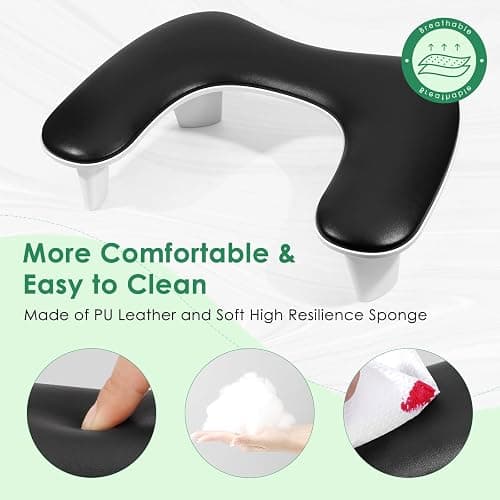 LIONVISON Arm Rest for Nails Tech U Shaped - Comfortable Manicure Nail Hand Rest Pillow Cushion, PU Leather Nail Armrest Stand for Acrylic Nail Art Tech, Quick Installation, Black thumbnail 5