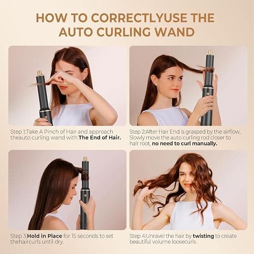 Blow Dryer Brush 5 in 1, Negative Ion Hair Dryer Brush Set Air Styler Curling Wrap Air Curler, Upgrade Hot Air Brush Curling Iron Hair Styling Tools As A Gift for Straight/Curl/Drying/Smoothing thumbnail 8