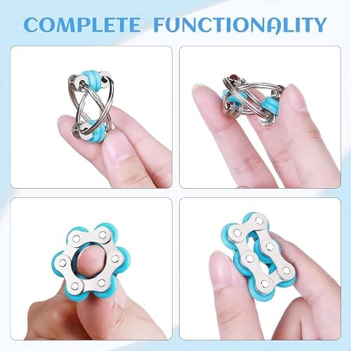 8Pcs Sensory Fidget Toys with Fidget Spinner,Spiky Sensory Finger Acupressure Rings Bike Chain Marble Mesh Fidgets Quiet Toys for Autism,Anxiety Toy Stocking Stuffers Gift for Boys Girls thumbnail 3