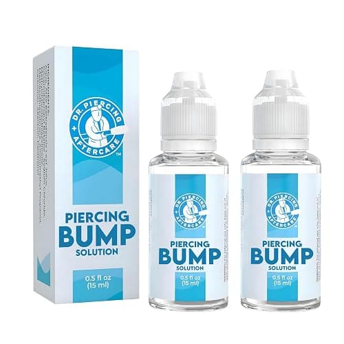 DR. PIERCING AFTERCARE Keloid Bump Solution Drops 15mL - Gentle Saline Formula with Provitamin B5 for Bump Care - Nose Ear Belly Lip Aftercare Cleaner (15 mL, 2-Pack) - Image 1