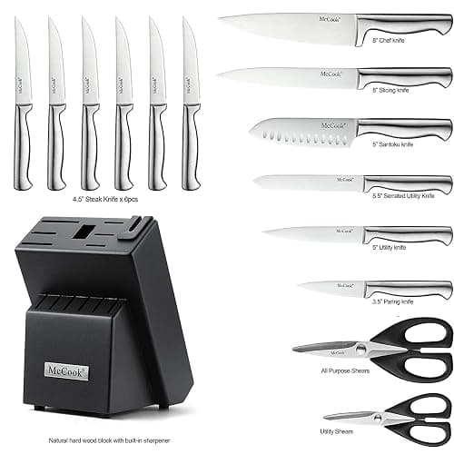 McCook® Knife Sets, German Stainless Steel Knife Block Sets with Built-in Sharpener thumbnail 3