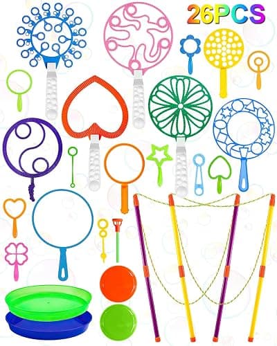 UniStylar Giant Bubble Wands, Big Bubble Wand Set with Tray Bulk, Funny Large Bubble Maker for Kids Adults Summer Huge Outdoor Activities Toys Birthday Party Favors Toddlers, 26 Pcs - Image 1