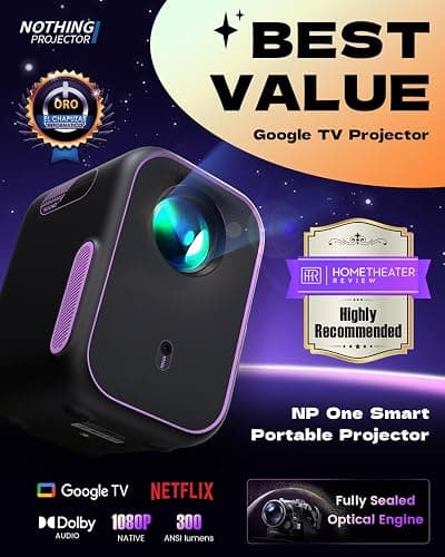 NothPJ Google TV Projector with WiFi Bluetooth, 1080P Full Ultra HD 4K Supported, Smart Projection for Home Theater Movie, Outdoor Portable Mini HDMI NothingProjector NP One thumbnail 2
