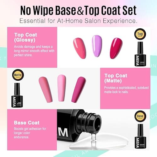 MEFA Gel Nail Polish Kit with Nail Light, 32 Colors Bright Neon Spring Summer Set with Base and Matte/Glossy Top Coat Nail Art Decorations Tools Starter Kit DIY Salon Home Gifts for Women Girls thumbnail 6