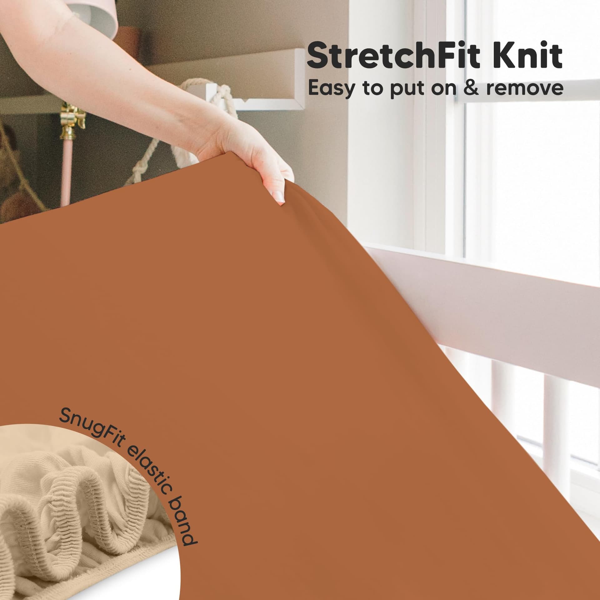 KeaBabies 2-Pack Bamboo Baby Cot Sheets for Boys, Girls - 130x70 Jersey Fitted Toddler Bed Sheets Neutral, Breathable Cot Mattress Cover for Standard Baby Bedding, Soft & Cozy (Rust) thumbnail 6