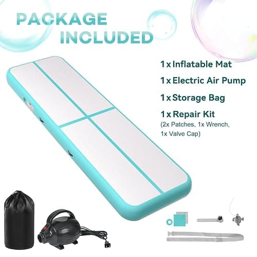 KIKILIVE Inflatable Air Gymnastics Tumbling Mat 6ft 10ft 13ft 16ft 20ft, Air Tumble Track Mat 4/8 inches Thickness with Electric Air Pump for Home Use Training Cheerleading Yoga Water Beach Park thumbnail 7