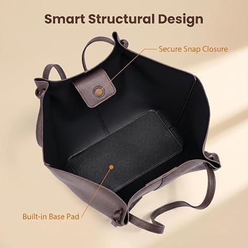 JIABAOZ Tote Bag Damen,Shopper Tasche Damen Groß,mit Litschi-Muster,Large Shoulder Handbag Mit Abnehmbarer Schlaufe,Shopper Für College Schule Arbeit Reisen Shopping thumbnail 6