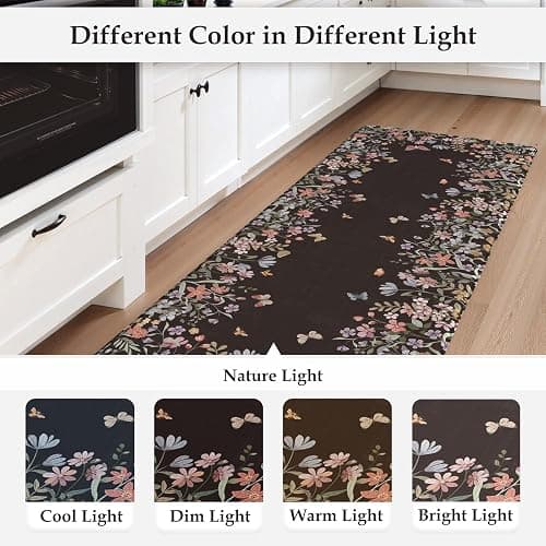 KIMODE Kitchen Anti Fatigue Mats, Farmhouse Kitchen Rugs Sets of 2, Memory Foam Kitchen Mats for Floor, Waterproof Non Skid Standing Mat for Sink Laundry Office Desk Black 20"x47"+20"x32" thumbnail 9