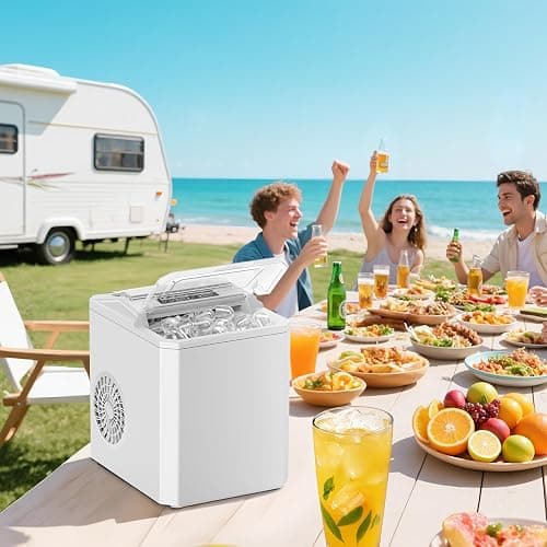 OLIXIS Nugget Ice Maker Machine, 26lbs in 24Hrs, 9 Ice Cubes in 6 Mins,Auto-Cleaning Portable Ice Maker with Basket and Scoop, Countertop Ice Maker for Home/Kitchen/Camping/RV, White - White thumbnail 8