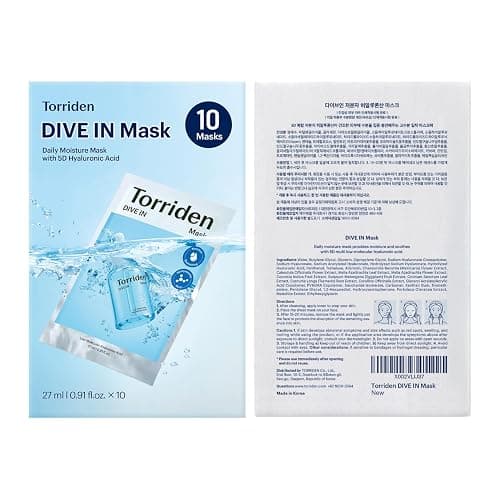Torriden DIVE IN Hyaluronic Acid Facial Mask (10 sheets) | Deep Hydration Korean Face Sheet Mask | Panthenol & Allantoin | Korean Skincare Mask thumbnail 9