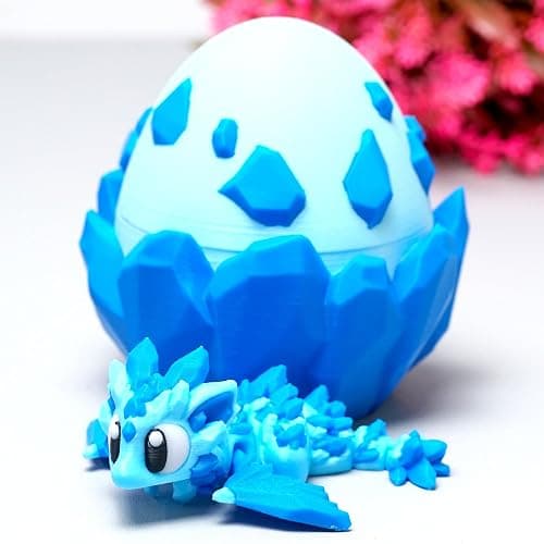 LUYUCUBE Colourful 3D Printed Dragon Egg,Little Dragon Inside Egg,Flexible Realistic Articulated Animal Fidget Toys,Mystery Figurines Gifts,Executive Desk Décor and Festival Collectible (Diamond) - Image 1