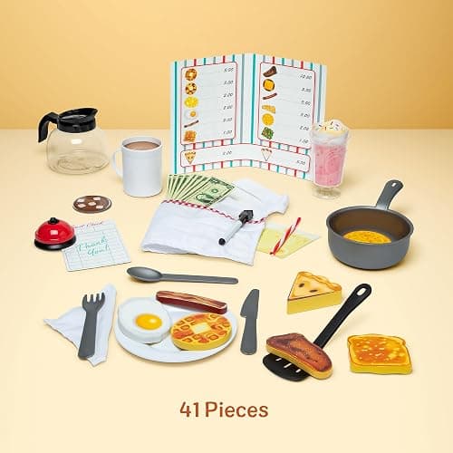 Melissa & Doug Star Diner Restaurant 41-Piece Play Set with Toy Food, Cookware & Play Kitchen Accessories, Preschool Learning Toys for Girls & Boys 3+ thumbnail 7