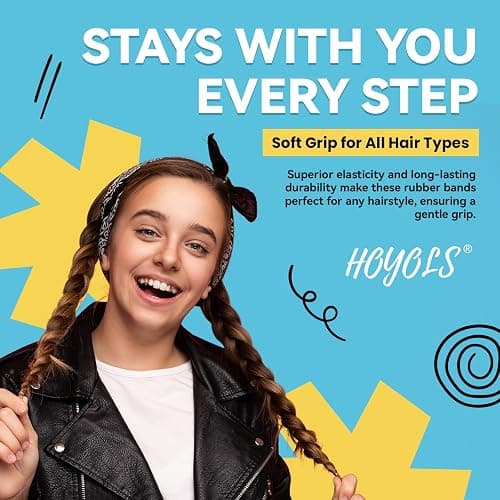 HOYOLS Clear & Black Elastic Hair Ties Rubber Bands Soft Ponytail Holder Mini Plastics Polyband for Women Girls 1500 Pcs Assorted Color Accessories TPU thumbnail 2