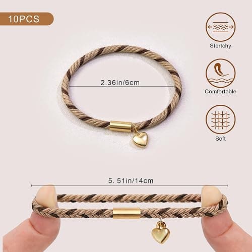 Fohufo 10 Pcs Hair Ties Bracelets - Gifts for Women Girl, Hair Accessories | Hair Ties Bracelets | Initial | Birthday Gifts for Women Girls | Teen Girl Gifts Trendy Stuff | Hair Ties for Girl | Letter S thumbnail 4